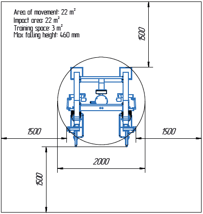 Területrajz - MB 7.42.3 Függőleges tricepsznyújtó gép (Triceps Press – akadálymentes)