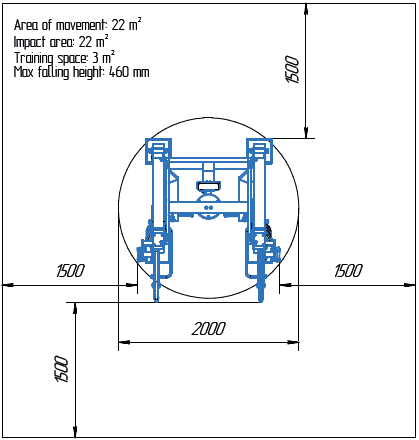 Területrajz - MB 7.56.3 Ferde mellnyomó gép (Incline Chest Press – akadálymentes, ferde mellizom gép)